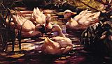 Alexander Koester Ducks in a Forest Pond painting
